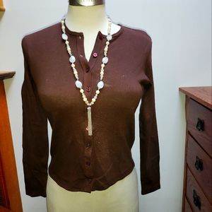 Beautiful Brown Cardigan with Necklace